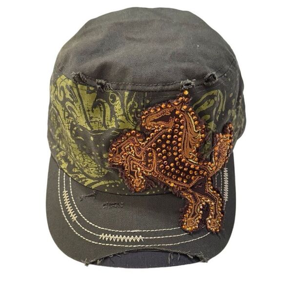 Leader Loga Rhinestone Distressed Hat - Adjustable Western Wear Grunge - Picture 1 of 8